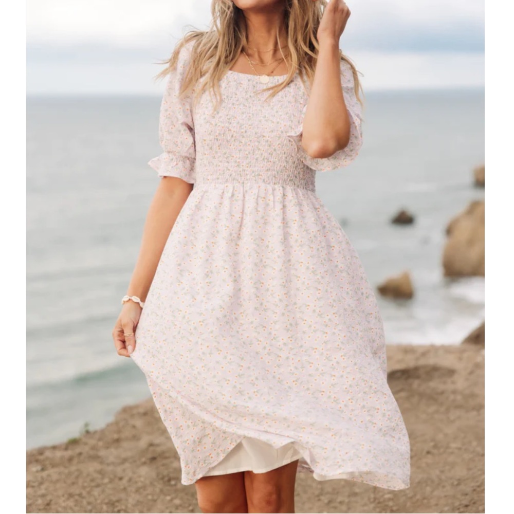 Smocked midi dress